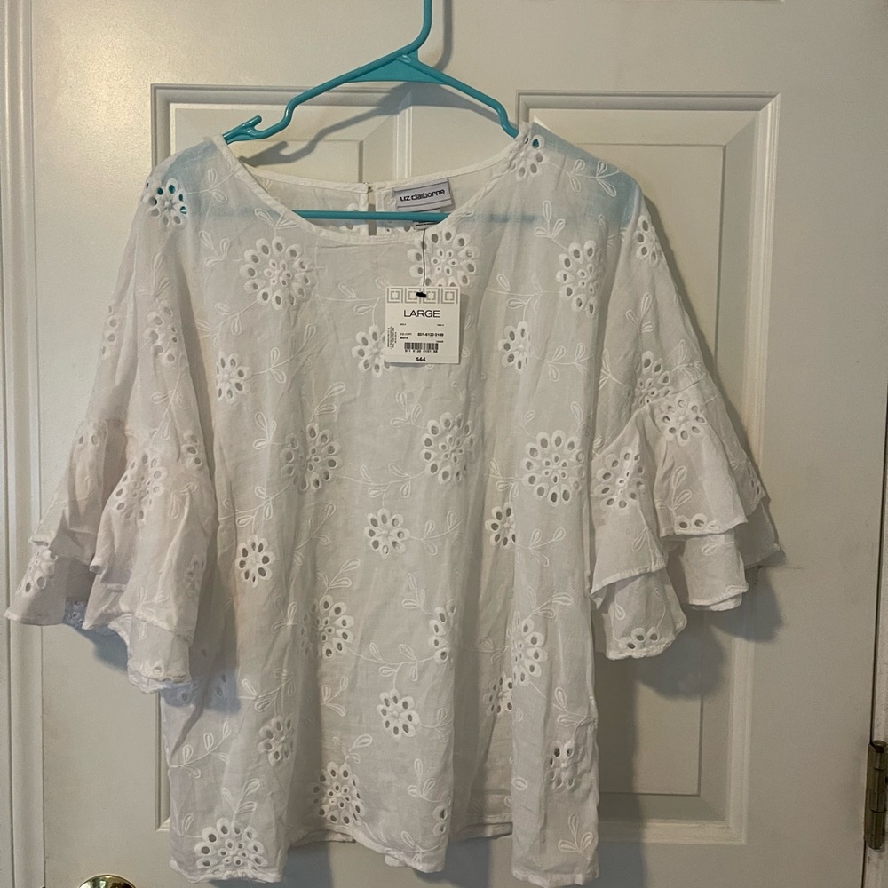Liz Claiborne White Eyelet Top